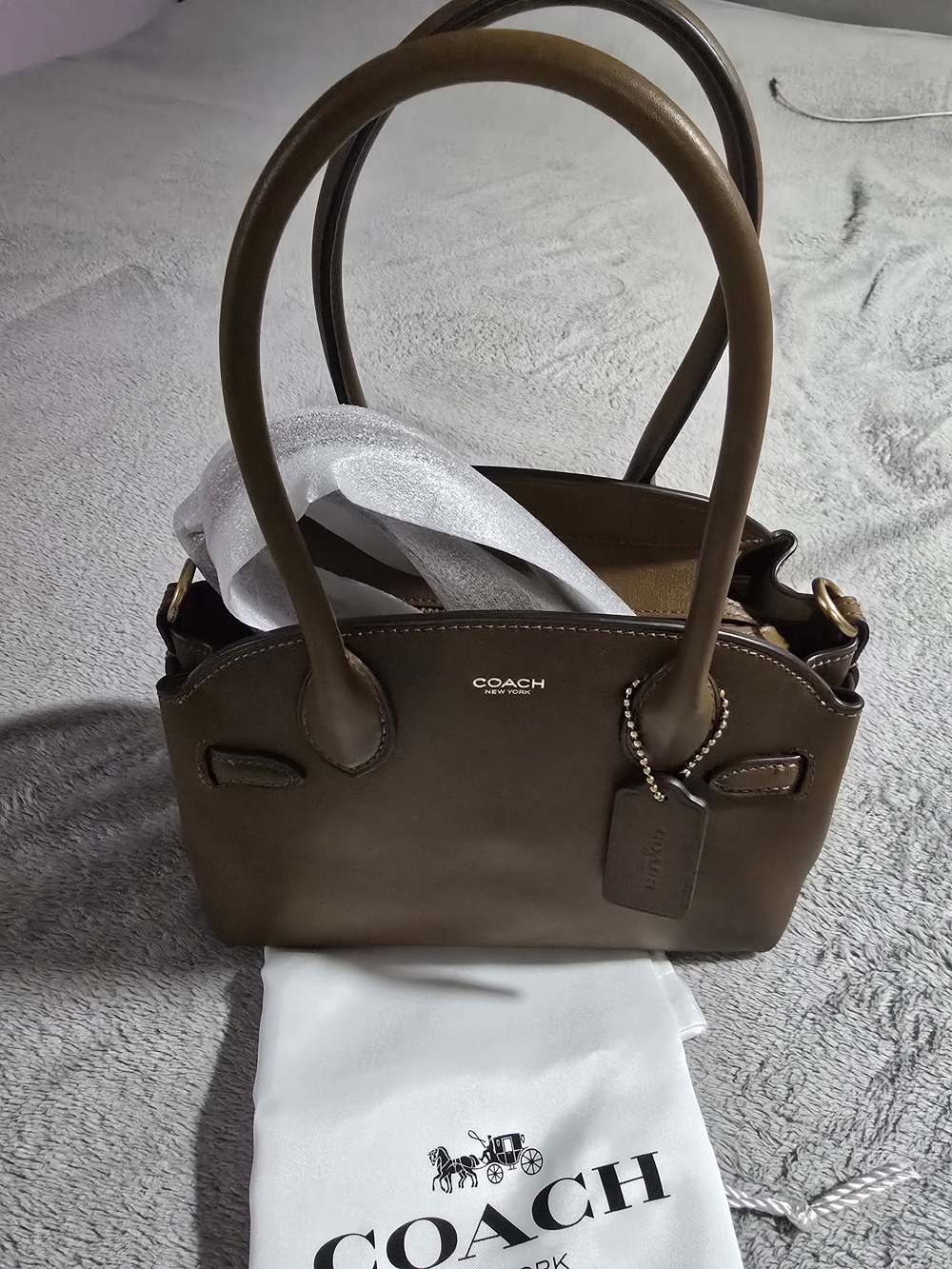 COACH Olive Green Leather Satchel Bag